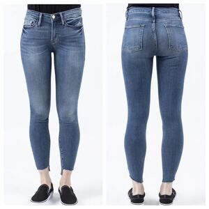 Frame | Women’s Denim Blue Jeans Le Skinny De Jeanne Raw Ankle Step Hem Stretch